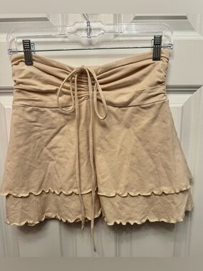 wild fable Beige Drawstring Ruffle-Hem Skort Shorts